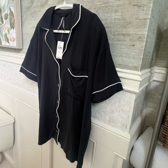 NWT new small Anthropologie briar short sleeve pipes pj pajama top black white - Picture 7 of 17
